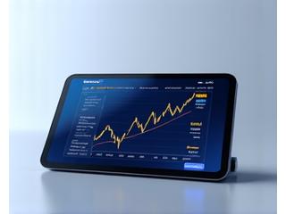 Rendu 3D d'une interface de trading boursier avec des graphiques en temps réel et des chiffres de performance