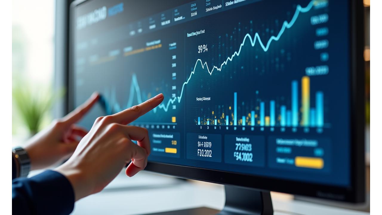 Tableau de bord financier interactif avec graphiques d'épargne et de budget en temps réel.